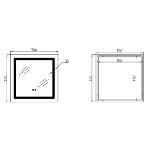 Зеркало Lidz Kubis (KU2) 700х700 с LED-подсветкой Touch, с антизапотеванием, с димером, рег. яркости LDKU70070049288 №2