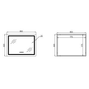 Дзеркало Qtap Mideya (MI2) 800х600 з годинником, з LED-підсвічуванням Touch, з антизапотіванням, димером, рег. яскравості QTMID80060049265 №2