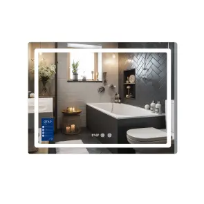 Дзеркало Qtap Mideya (MI2) 1000х800 з годинником, з LED-підсвічуванням Touch, з антизапотіванням, димером, рег. яскравості QTMID100080049266 №1