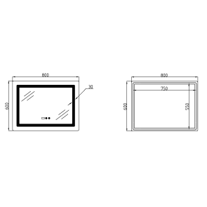 Зеркало Lidz Kubis (KU2) 800х600 с часами, с LED-подсветкой Touch, с антизапотеванием, с димером, рег. яркости LDKU800600CL48281 №2