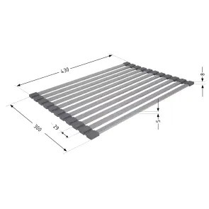 Сушарка на кухонну мийку Lidz Acsis LA13 Gray, плоска основа, для посуду 430х300 мм LDACSLA13GRA49767 №2