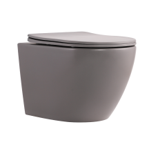 Унитаз подвесной Robin Ultra Quiet 490×365×325 мм, Stone Grey, с сиденьем Slim Duroplast / Soft-close / Quick Release QT13332381АSSG Qtap