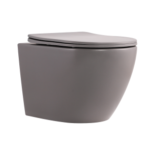 Унитаз подвесной Robin Ultra Quiet 490×365×325 мм, Stone Grey, с сиденьем Slim Duroplast / Soft-close / Quick Release QT13332381АSSG Qtap №1