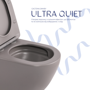Унитаз подвесной Robin Ultra Quiet 490×365×325 мм, Stone Grey, с сиденьем Slim Duroplast / Soft-close / Quick Release QT13332381АSSG Qtap №5