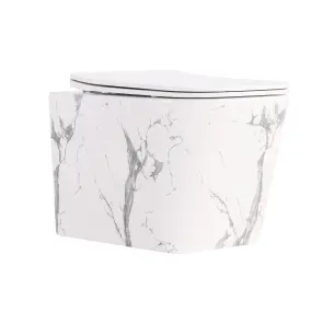 Унітаз підвісний Tern Ultra Quiet 490×365×325 мм, Marble, з сидінням Slim Duroplast / Soft-close / Quick Release QT17332303ASMR Qtap №1