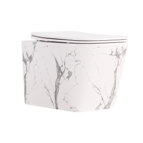 Унітаз підвісний Qtap Tern Ultra Quiet 520×345×325 мм, Marble, з сидінням Slim Duroplast / Soft-close / Quick Release QTTER26MR49002 №1