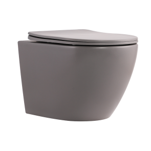 Унитаз подвесной Qtap Robin Ultra Quiet 520×365×340 мм, Stone grey, с сиденьем Slim Duroplast / Soft-close / Quick Release QTROB26SG48996 №1