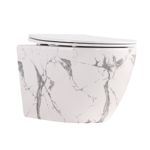Унітаз підвісний Qtap Robin Ultra Quiet 520×365×340 мм, Marble, з сидінням Slim Duroplast / Soft-close / Quick Release QTROB26MR48998 №1