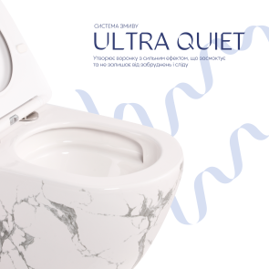 Унітаз підвісний Qtap Robin Ultra Quiet 520×365×340 мм, Marble, з сидінням Slim Duroplast / Soft-close / Quick Release QTROB26MR48998 №5