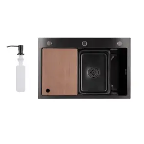 Мойка для кухни встроенная Lidz Handmade H6845B Brushed Black PVD 3,0/1,0 мм LDH6845BRUBLM49456 №1