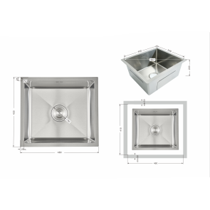 Мийка для кухні інтегрована під стільницю Lidz Handmade H4843 Brushed Steel 3,0/1,0 мм LDH4843BRU49441 №2