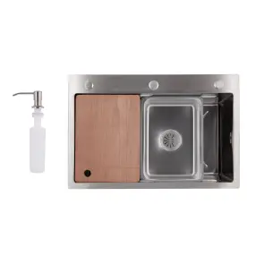 Мийка для кухні інтегрована Lidz Handmade H6845 Brushed Steel 3,0/1,0 мм LDH6845BRU49455 №1