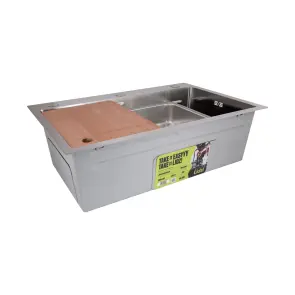 Мийка для кухні інтегрована Lidz Handmade H6845 Brushed Steel 3,0/1,0 мм LDH6845BRU49455 №6
