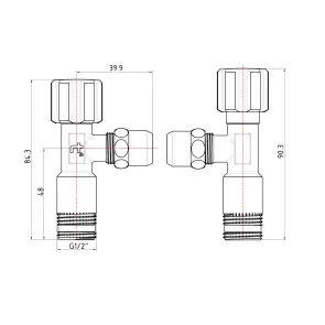 Кран кутовий Thermo Alliance Forte 1/2"Зх3/8"З з перехідником M10, хром TAF341W159 №2