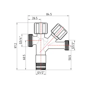 Кран кутовий подвійний Thermo Alliance Forte 1/2"З х 1/2"З х 3/4"З, хром TAF187W151520 №2