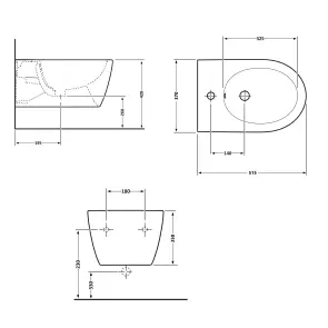 Біде підвісне Qtap Robin 515x370x350 мм, Marble QT13551381GMR №2