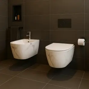 Біде підвісне Qtap Robin 515x370x350 мм, Marble QT13551381GMR №8