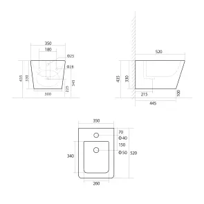 Біде підвісне Qtap Tern 520x350x330 мм, Marble QT17551303GMR №2