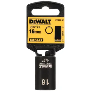 Головка торцева ударна "IMPACT" DeWALT, коротка, 1/2" х 16 мм, шестигранна №4