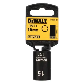 Головка торцева ударна "IMPACT" DeWALT, коротка, 1/2" х 15 мм, шестигранна №4