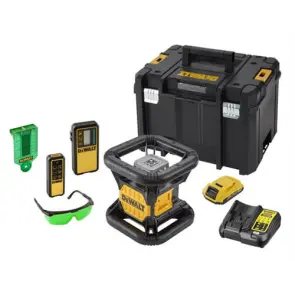 Уровень лазерный ротаційний DeWALT, 18В XR Li-Ion, зелений промінь, вага 4.5 кг, 1 акумулятор 2 Аг, ЗП, валіза №9