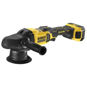 Полірувальна машина акумуляторна DeWALT, 18В XR Li-Ion, безщіткова, 2000 - 5500 об/хв, вага 2.9 кг, 2 акумулятори 5 Аг, зарядний пристрій №8
