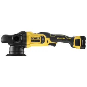 Полірувальна машина акумуляторна DeWALT, 18В XR Li-Ion, безщіткова, 2000 - 5500 об/хв, вага 2.9 кг, 2 акумулятори 5 Аг, зарядний пристрій №9