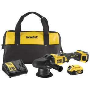 Полірувальна машина акумуляторна DeWALT, 18В XR Li-Ion, безщіткова, 2000 - 5500 об/хв, вага 2.9 кг, 2 акумулятори 5 Аг, зарядний пристрій №10