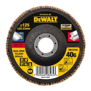 Круг шліфувальний пелюстковий DeWALT INOX Extreme, нержавіюча сталь/листовий метал, 125x22.23 мм, G 40 мкм №3
