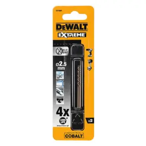 Свердло по металу DeWALT EXTREME INDUSTRIAL COBALT HSS-CO, діаметр 2.5 мм, загальна довжина 57 мм, робоча довжина 30 мм, в упаковці 2 шт №5