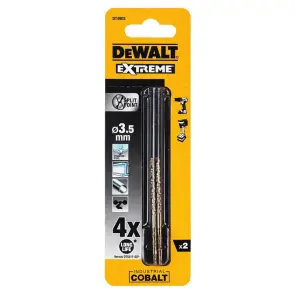 Свердло по металу DeWALT EXTREME INDUSTRIAL COBALT HSS-CO, діаметр 3.5 мм, загальна довжина 70 мм, робоча довжина 39 мм, в упаковці 2 шт №5