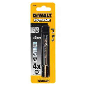 Свердло по металу DeWALT EXTREME INDUSTRIAL COBALT HSS-CO, діаметр 5 мм, загальна довжина 86 мм, робоча довжина 46 мм №5