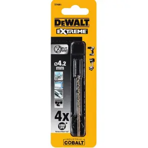 Сверло по металлу DeWALT EXTREME INDUSTRIAL COBALT HSS-CO, диаметр 4.2 мм, общая длина 75 мм, рабочая длина 43 мм №4