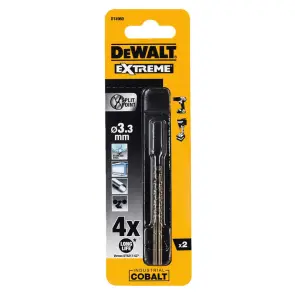 Свердло по металу DeWALT EXTREME INDUSTRIAL COBALT HSS-CO, діаметр 3.3 мм, загальна довжина 65 мм, робоча довжина 36 мм, в упаковці 2 шт №4