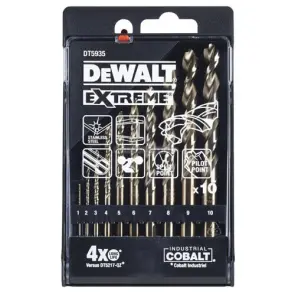Набір свердел по металу DeWALT "COBALT" EXTREME,d=1-10 мм, 10 шт., кейс №3