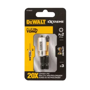 Набор бит и насадок DeWALT "IMPACT TORSION", ударные, Pz2, L = 50 мм, 2 шт + магнитный держатель шурупов №8