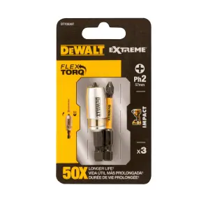 Набор бит и насадок DeWALT "IMPACT TORSION", ударные, Ph2, L = 50 мм, 2 шт + магнитный держатель шурупов №3