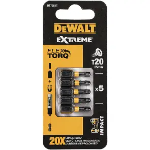 Набор бит DeWALT, ударные, IMPACT TORSION, Torx, Т20, L = 25 мм, 5 шт №2
