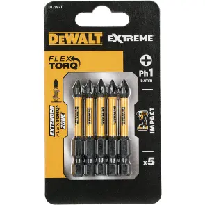 Набір біт DеWALT, ударні, IMPACT TORSION EXTREME, Philips, Ph1, L=50 мм, 5 шт №2