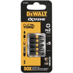 Набір біт DеWALT, ударні, IMPACT TORSION EXTREME, Philips, Ph2, L=25 мм, 5 шт №4