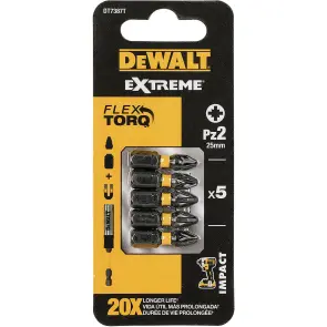 Набор бит DeWALT, ударные, IMPACT TORSION EXTREME, Pozidriv, Pz2, L = 25 мм, 5 шт №5