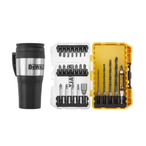 Набор бит и сверл DeWALT Phillips, Pozidriv, Torx, Pz2, Pz3, Ph2, T10, T15, T20, T25, T30, L = 25, 50 мм, 25 шт, термокружка, кейс ToughCase №5