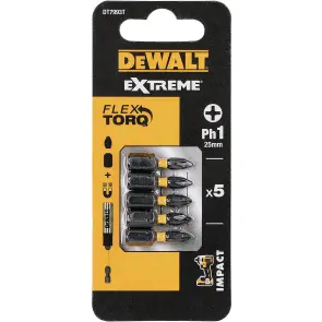 Набор бит DеWALT, ударные, IMPACT TORSION EXTREME, Philips, Ph1, L = 25 мм, 5 шт №5