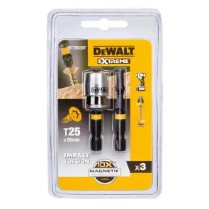 Набор бит и насадок DeWALT "IMPACT TORSION", ударные, T25, L = 57 мм, 2 шт + магнитный держатель шурупов №7