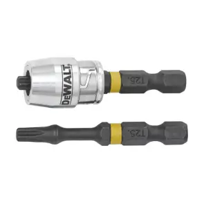 Набор бит и насадок DeWALT "IMPACT TORSION", ударные, T25, L = 57 мм, 2 шт + магнитный держатель шурупов №8