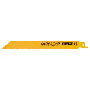 Полотно пильне DeWALT біметалічне універсальне, довжина 203 мм, крок зубів 10-14 TPI, для шабельних пил, упаковка 5 шт №5