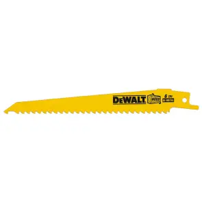 Полотно пильне DeWALT біметалічне по дереву, швидке розпилювання, довжина 152 мм, крок зубів 6 TPI, для шабельних пил, упаковка 5 шт №4