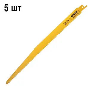 Полотно пильне DeWALT для деревини, швидке розпилювання, довжина 305 мм, крок зубів 6 TPI, для шабельних пил, упаковка 5 шт №3