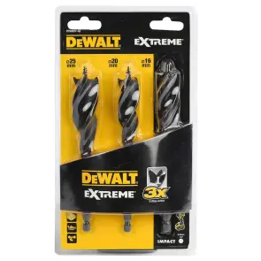 Набір свердел по дереву DEWALT EXTREME Impact, спіральні 3 шт, блістер №2