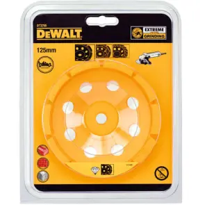 Чашка алмазная DeWALT, 125мм х М14, высота сегментов 8мм, однорядная, для обработки керамики, кирпича, каменной кладки, бетона. №3